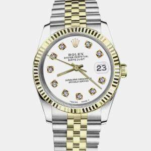 Rolex Customised White Diamond 18K Yellow Gold Datejust 16013 Automatic Men's Wristwatch 36mm