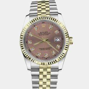 Rolex Customised Salmon Diamond Stainless Steel Datejust 16013 Automatic Men's Wristwatch 36mm