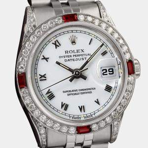 Rolex Customised White Diamond Stainless Steel Datejust 16014 Automatic Men's Wristwatch 36mm