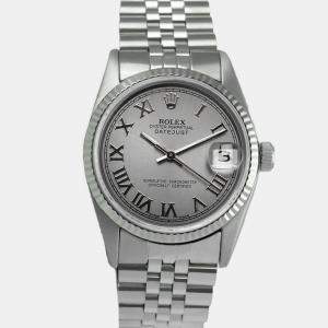 Rolex Grey Stainless Steel Datejust 16030 Automatic Men's Wristwatch 36mm