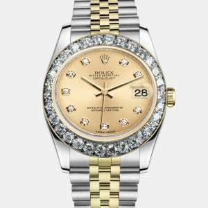 Rolex Customised White MOP Diamond 18K Yellow Gold Stainless Steel Datejust 126233 Automatic Men's Wristwatch 41 mm