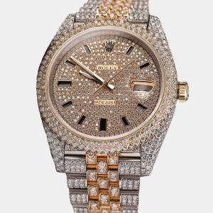 Rolex Customised 30.00CT Diamond 18K Yellow Gold Date 126333 Automatic Men's Wristwatch 41mm