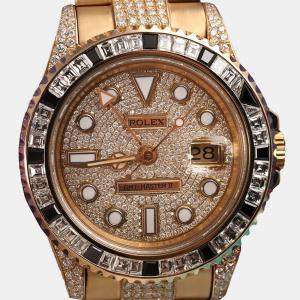 Rolex Customised 15.00CT Diamond 18K Yellow Gold Date 116718 Automatic Men's Wristwatch 40mm