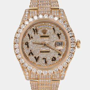 Rolex Customised Diamond 18K Yellow Gold Day-Date 228238 Automatic Men's Wristwatch 36mm