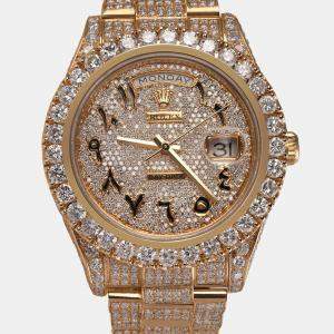Rolex Customised Diamond 18K Yellow Gold Day-Date 118238 Automatic Men's Wristwatch 36mm