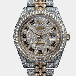 Rolex Customised  Diamond 18K Yellow Gold Datejust 126303 Automatic Men's Wristwatch 41mm