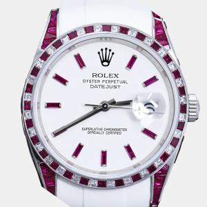 Rolex Customised Silver Diamond Stainless Steel Datejust 116200 Automatic Men's Wristwatch 36mm