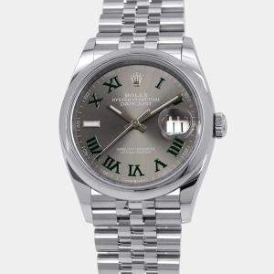 Rolex Grey Stainless Steel Datejust 126200 Automatic Men's Wristwatch 36 mm