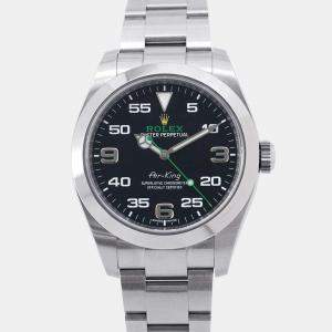 Rolex Black Stainless Steel Air-King 116900 Automatic Men's Wristwatch 40 mm