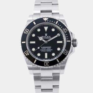 Rolex Black Stainless Steel Submariner 124060 Automatic Men's Wristwatch 41 mm
