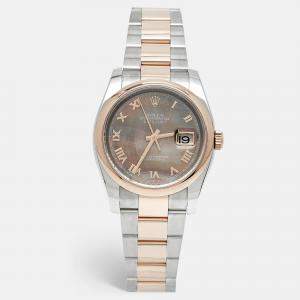 Rolex Brown Mother Of Pearl 18K Everose Gold Oystersteel Datejust 116201 Women's Wristwatch 36 mm