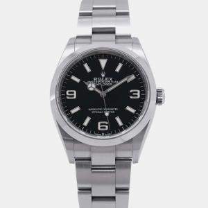 Rolex Black Stainless Steel Explorer 124270 Automatic Men's Wristwatch 36 mm