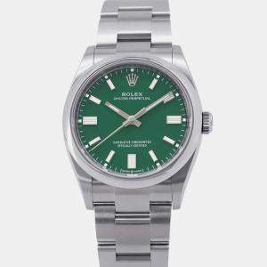 Rolex Green Stainless Steel Oyster Perpetual 126000 Automatic Men's Wristwatch 36 mm
