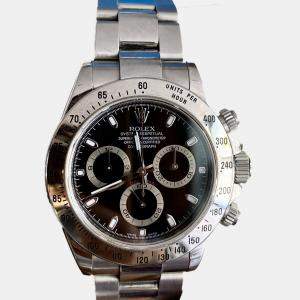 Rolex Black Stainless Steel Cosmograph Daytona 116520 Automatic Men's Wristwatch 40 mm