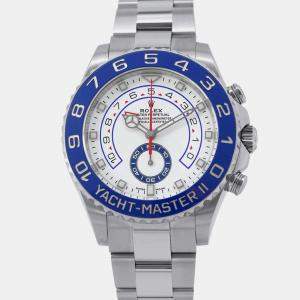 Rolex White Stainless Steel Yacht-Master II 116680 Automatic Men's Wristwatch 44 mm
