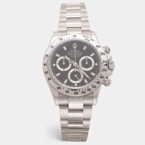 Rolex Black Stainless Steel Cosmograph Daytona 116520 Men's Wristwatch 40 mm