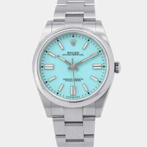 Rolex Turquoise Stainless Steel Oyster Perpetual 124300 Automatic Men's Wristwatch 41 mm
