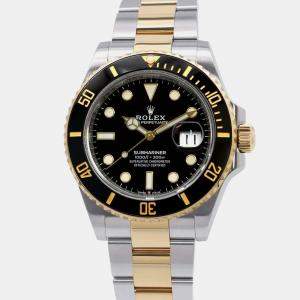 Rolex Black 18k Yellow Gold Stainless Steel Submariner 126613LN Automatic Men's Wristwatch 41 mm