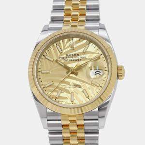 Rolex Gold 18k Yellow Gold Stainless Steel Datejust 126233 Automatic Men's Wristwatch 36 mm