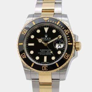 Rolex Black 18k Yellow Gold Stainless Steel Submariner 116613LN Automatic Men's Wristwatch 40 mm