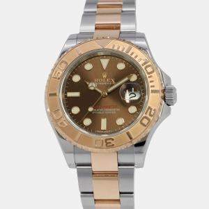 Rolex Brown 18k Rose Gold Stainless Steel Yacht-Master 116621 Automatic Men's Wristwatch 40 mm