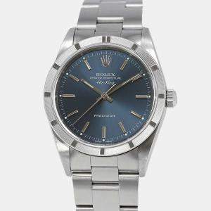 Rolex Blue Stainless Steel Air-King 14010 Automatic Men's Wristwatch 34 mm