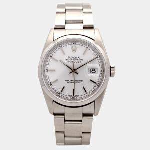 Rolex White Stainless Steel Datejust 16200 Automatic Men's Wristwatch 36 mm