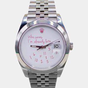 Rolex White Stainless Steel Datejust Automatic Men's Wristwatch 41 mm 