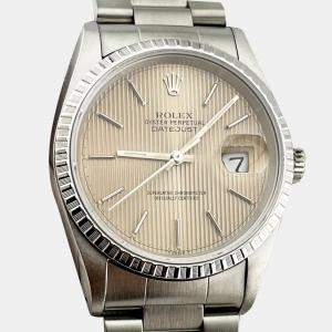 Rolex Silver Stainless Steel Datejust 16220 Automatic Men's Wristwatch 36 mm