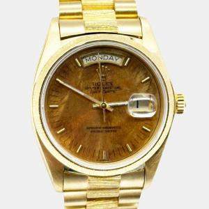 Rolex Wood 18k Yellow Gold Day - Date President 18078 Automatic Men's Wristwatch 36 mm
