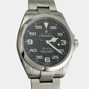Rolex Black Stainless Steel Air-King 126900 Automatic Men's Wristwatch 40 mm