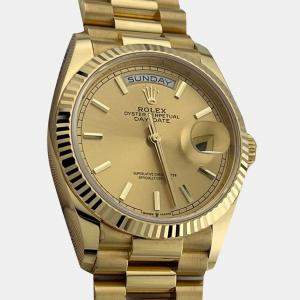 Rolex Champagne 18k Yellow Gold Day Date President 128238 Automatic Men's Wristwatch 36 mm