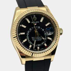 Rolex Black 18k Yellow Gold Sky-Dweller 326238 Automatic Men's Wristwatch 42 mm