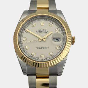 Rolex White Diamond 18k Yellow Gold Stainless Steel Datejust II 126301 Automatic Men's Wristwatch 41 mm