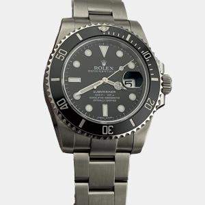 Rolex Black Stainless Steel Ceramic Submariner 116610 Automatic Men's Wristwatch 40 mm