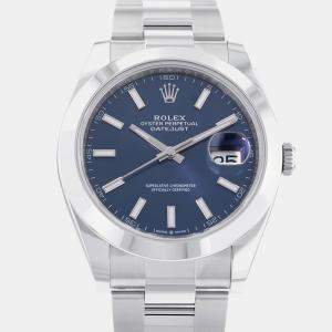 Rolex Blue Stainless Steel Datejust 126300 Automatic Men's Wristwatch 41 mm