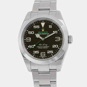 Rolex Black Stainless Steel Air-King 116900 Automatic Men's Wristwatch 40 mm