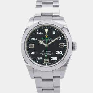 Rolex Black Stainless Steel Air-King 116900 Automatic Men's Wristwatch 40 mm