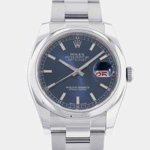 Rolex Blue Stainless Steel Datejust 116200 Automatic Men's Wristwatch 36 mm