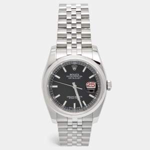 Rolex Black Dial Stainless Steel Datejust 116200 Men's Wristwatch 36 mm