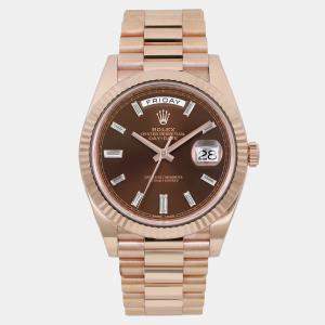 Rolex Chocolate Diamond 18K Rose Gold Date 228235 Automatic Men's Wristwatch 40 mm