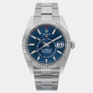 Rolex Blue 18K White Gold Sky-Dweller 326934 Automatic Men's Wristwatch 42 mm