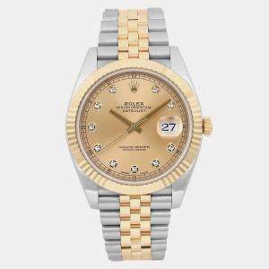 Rolex Champagne Diamond 18k Yellow Gold Datejust 126333 Automatic Men's Wristwatch 41 mm