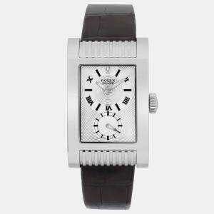 Rolex Silver 18K White Gold Cellini Prince 5441 Automatic Men's Wristwatch 27 mm
