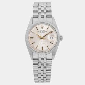 Rolex Silver Stainless Steel Datejust 1603 Automatic Men's Wristwatch 36mm