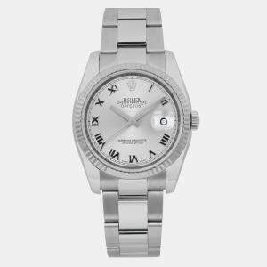 Rolex Silver Stainless Steel Datejust 116234 Automatic Men's Wristwatch 36 mm