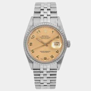 Rolex Champagne Stainless Steel Datejust 16030 Automatic Men's Wristwatch 36mm