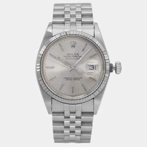 Rolex Silver Stainless Steel Datejust 16014 Automatic Men's Wristwatch 36 mm