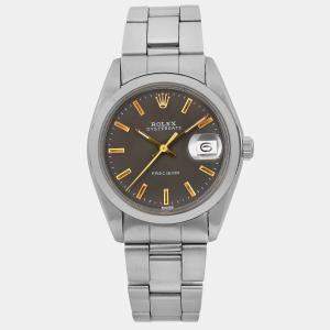 Rolex Black Stainless Steel Oysterdate Precision 6694 Manual Wind Men's Wristwatch 34 mm