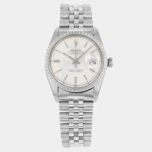Rolex Silver Stainless Steel Datejust 16030 Automatic Men's Wristwatch 36 mm